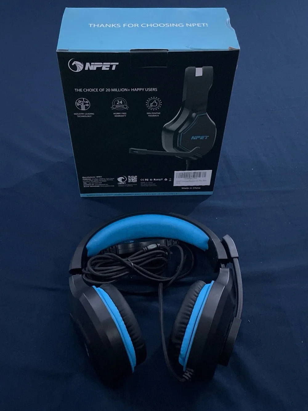 NPET HS20 Gaming Headset - Black with Blue Accents